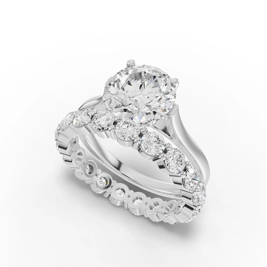 Round bridal set white gold angle