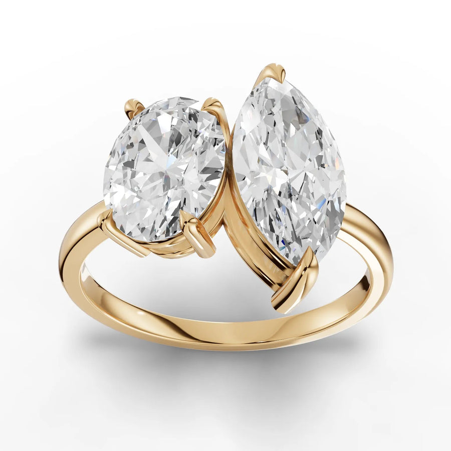 3.00 CT toi et moi lab-grown diamond ring yellow gold top view