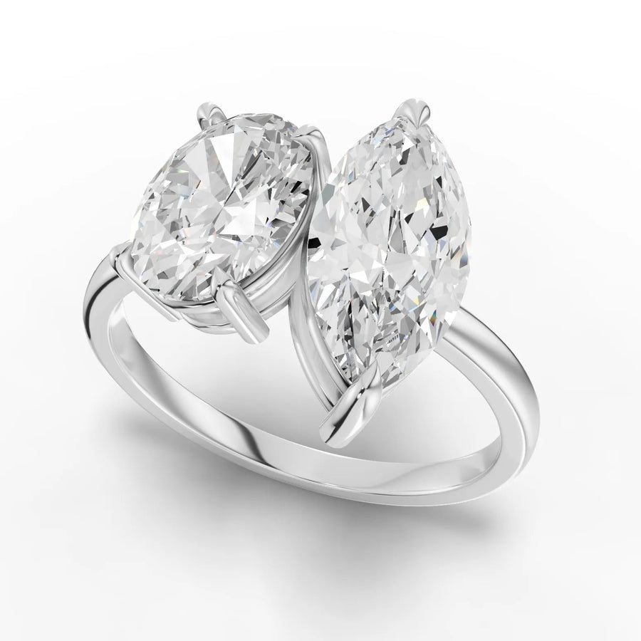 Oval marquise toi et moi ring white gold angle