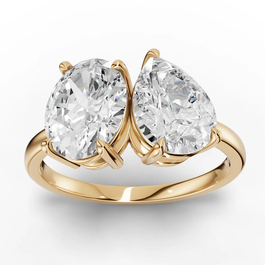 3.00 CT toi et moi lab-grown diamond ring yellow gold top view