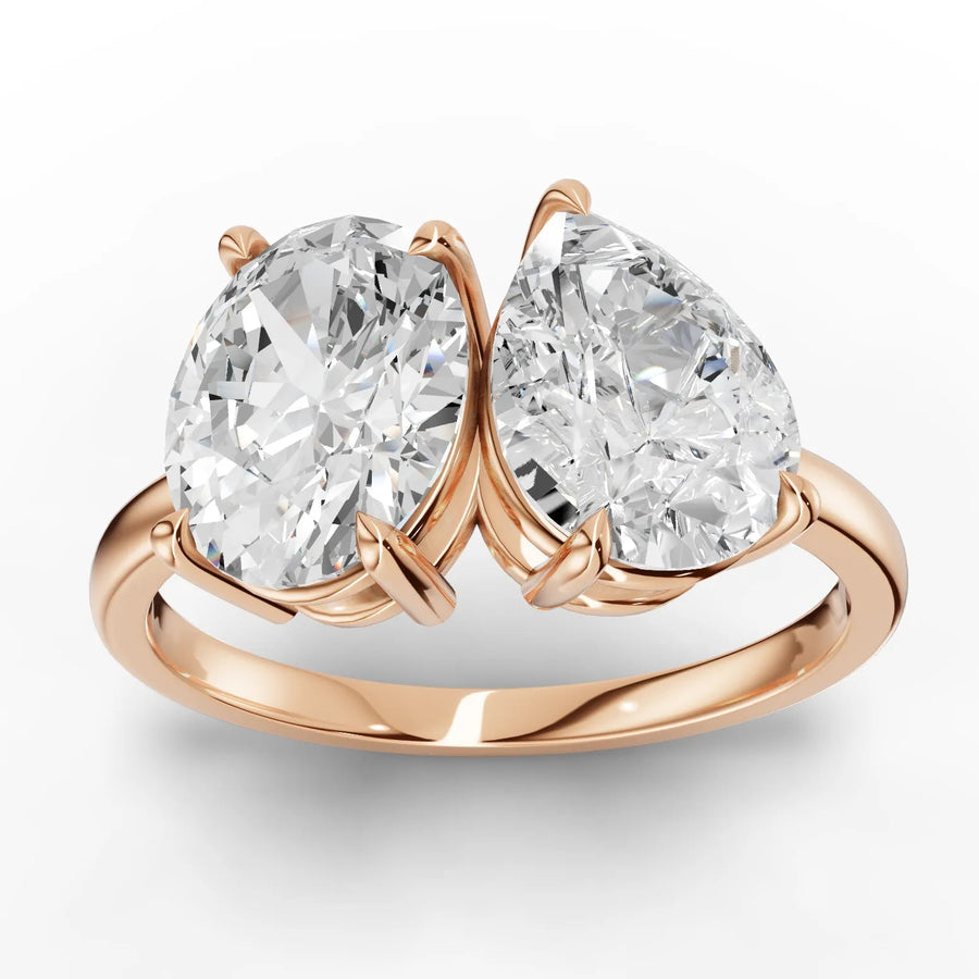3.00 CT toi et moi lab-grown diamond ring rose gold top view
