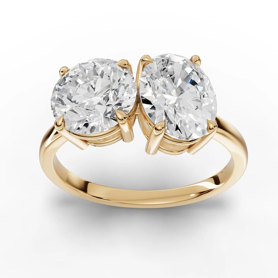 3.00 CT toi et moi lab-grown diamond ring yellow gold top view