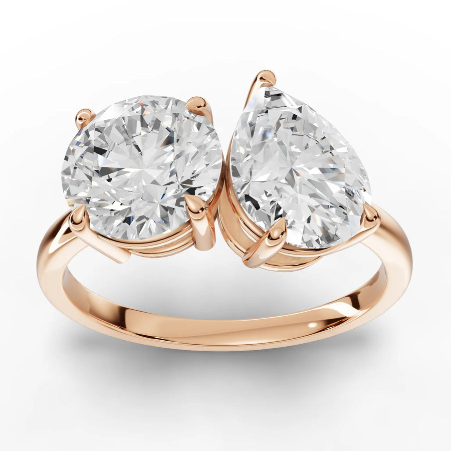 3.00 CT toi et moi lab-grown diamond ring rose gold top view