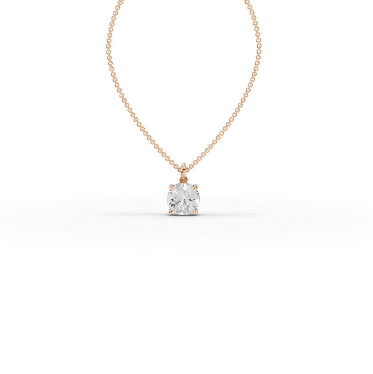 4.00 CT Round Prong Basket Lab Grown Diamond Solitaire Pendant in rose gold