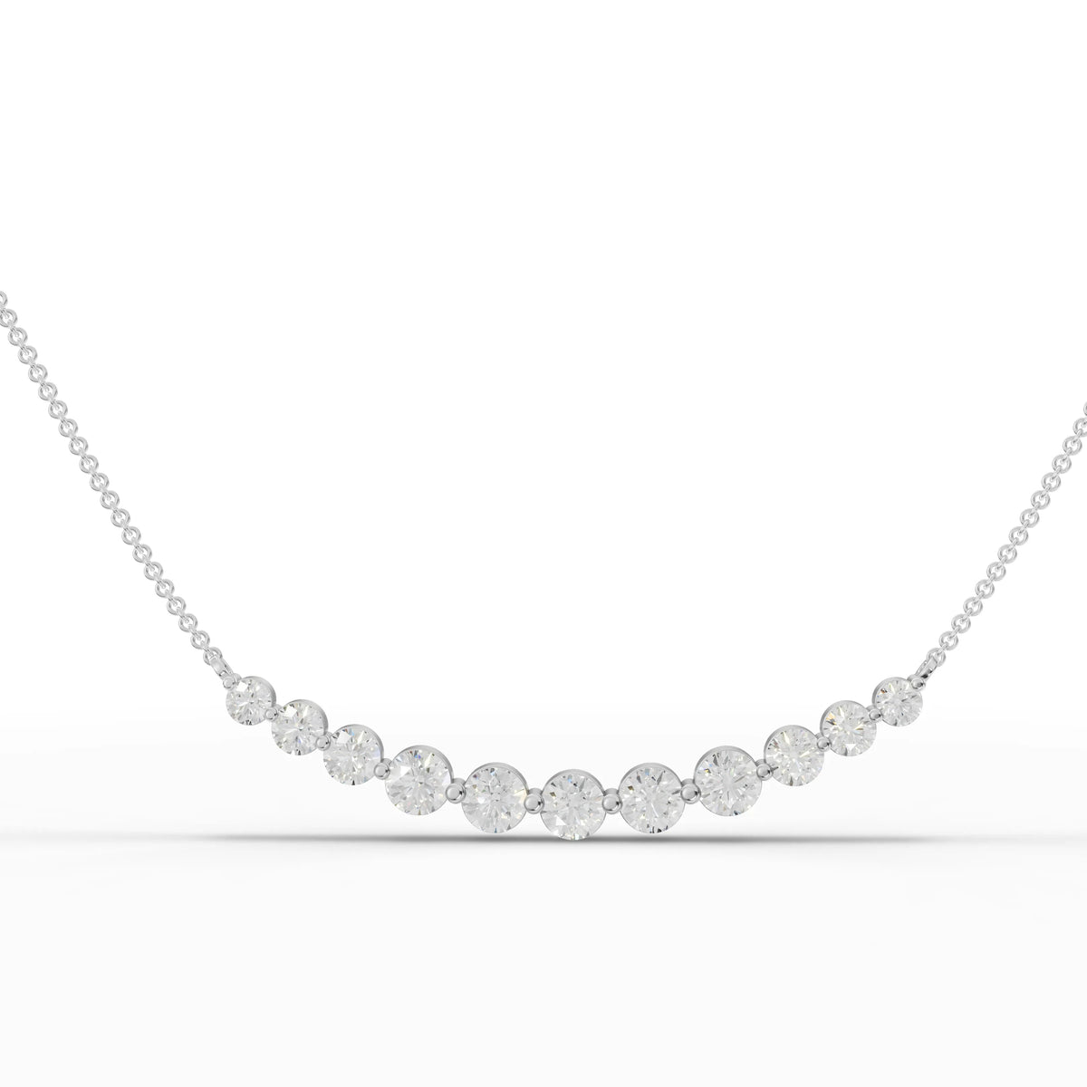Cascading wave pendant featuring 4.06 CT round brilliant lab grown diamonds set in polished 18k gold.