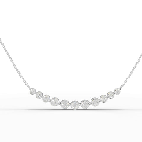 Cascading wave pendant featuring 4.06 CT round brilliant lab grown diamonds set in polished 18k gold.