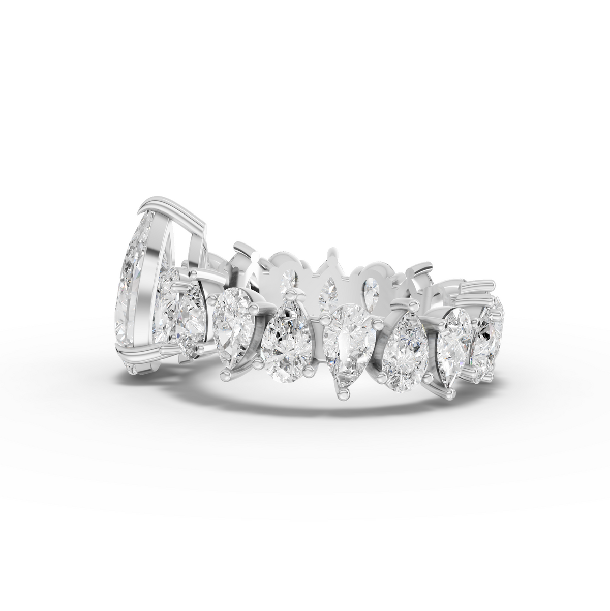 4.33 CT Pear Solitaire With Side Stone Lab Grown Diamond Ring 1.50 CT Center, view 2