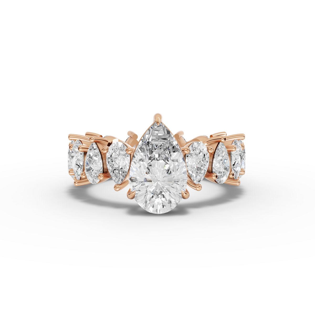 4.33 CT Pear Solitaire With Side Stone Lab Grown Diamond Ring 1.50 CT Center, view 7