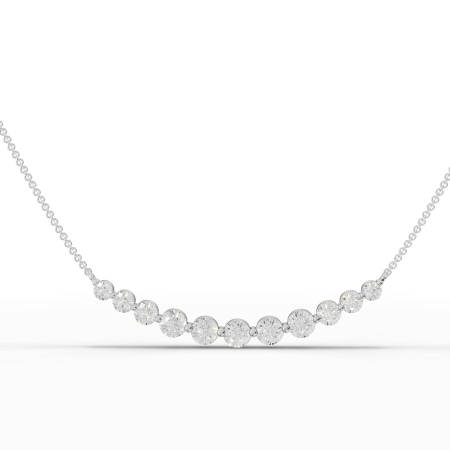 4.06 CT cascading wave lab grown diamond pendant in 18k gold with round brilliant stones and circular motifs