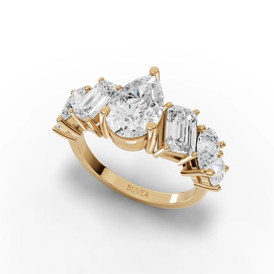 4.50 CT multi-cut diamond ring yellow gold angle