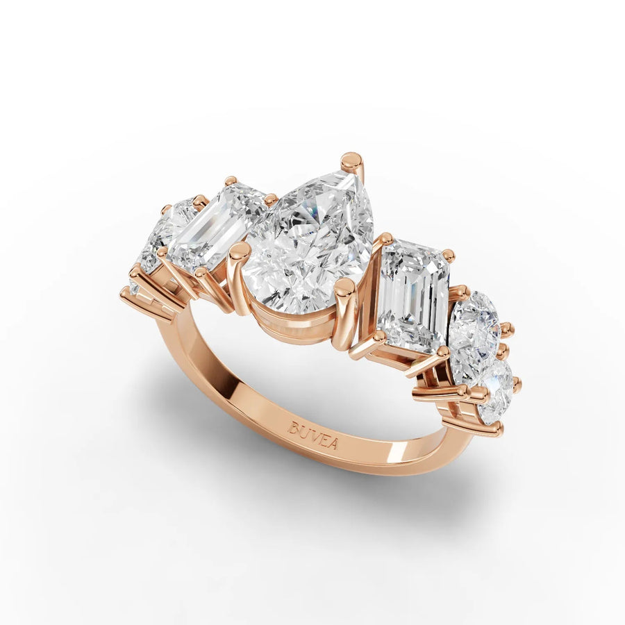 4.50 CT multi-cut diamond ring rose gold angle