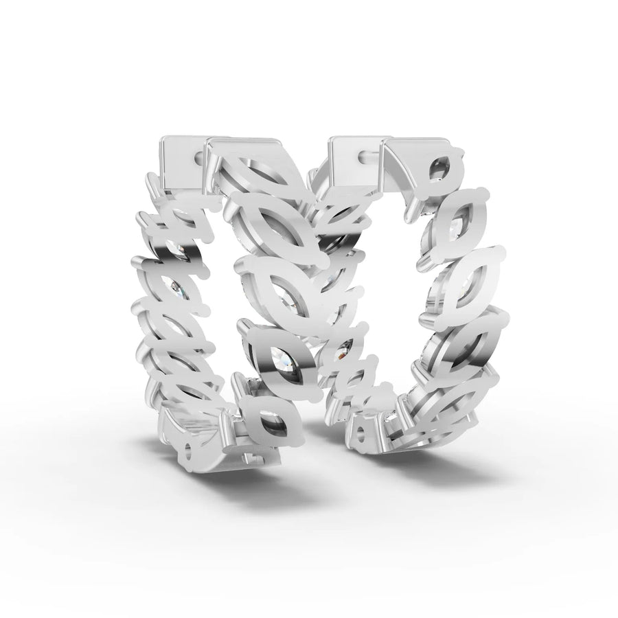 Marquise lab-grown hoop earrings white gold close-up