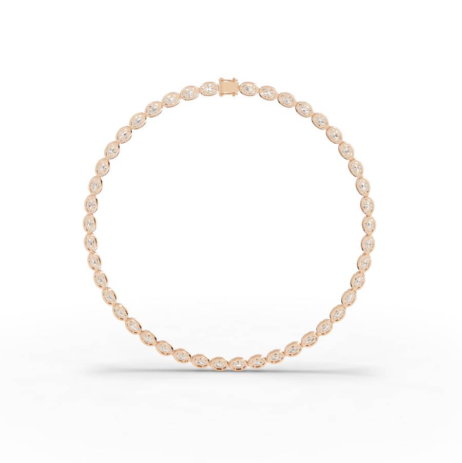 44.00 CT East-West Oval Bezel Lab Grown Diamond Tennis Necklace