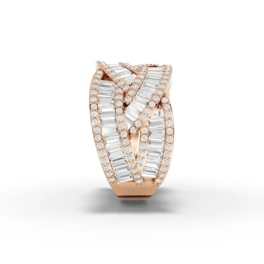 Woven band ring rose gold close-up