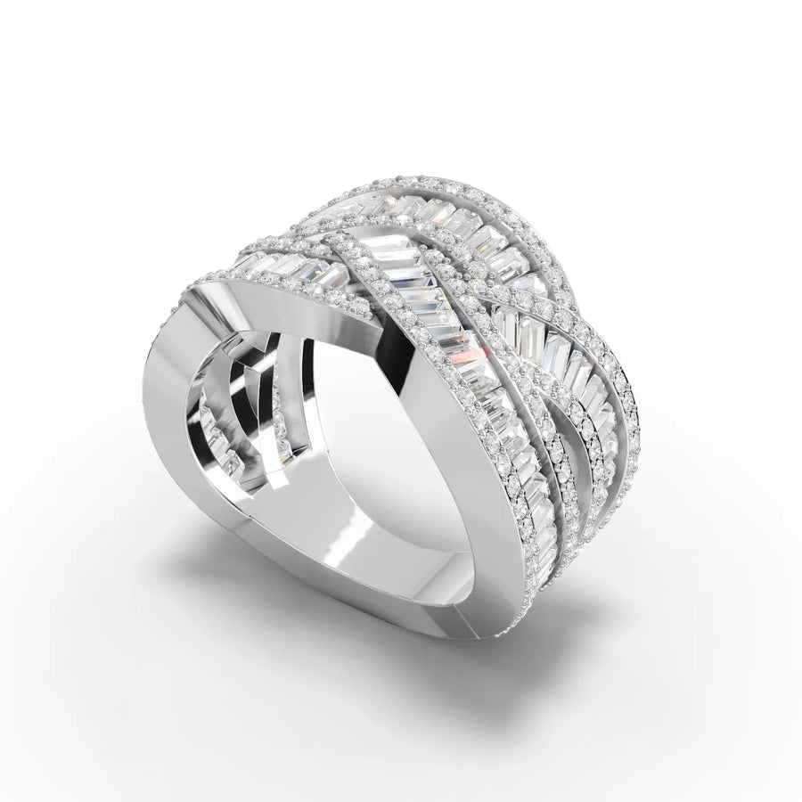 3.19 CT woven diamond ring white gold angled profile