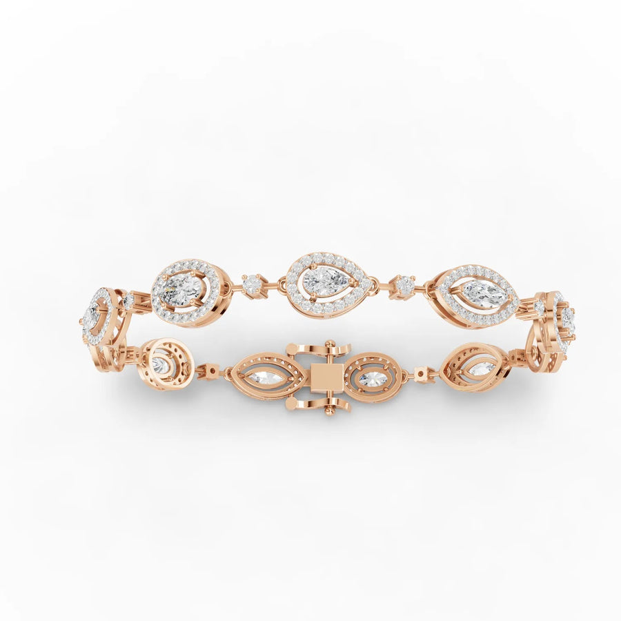 Multi-shape halo bracelet in rose gold