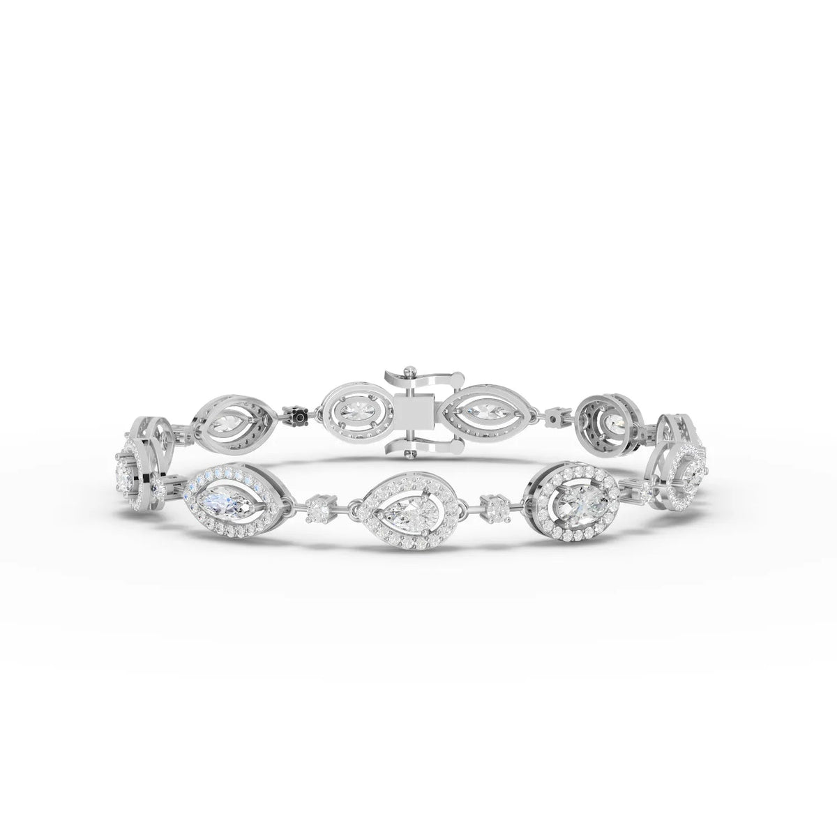 White gold halo diamond macro