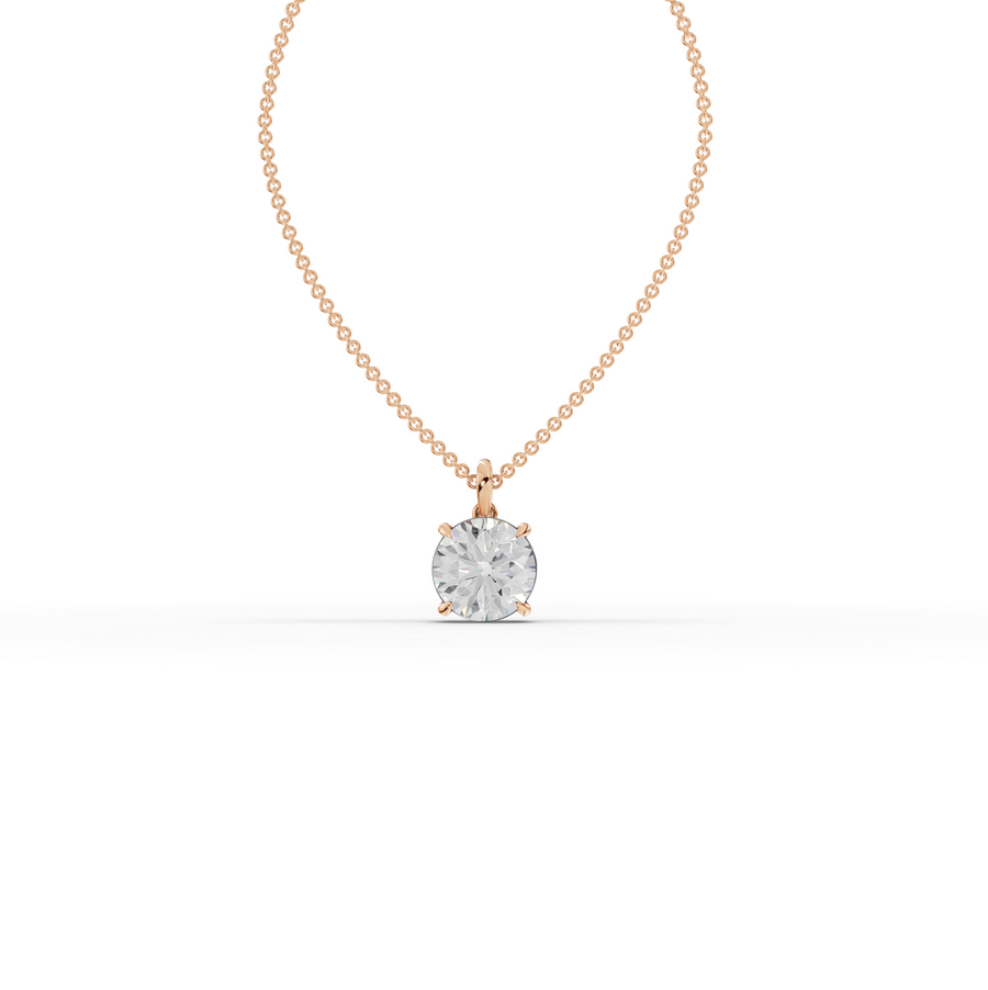 5.00 CT Round Solitaire Lab Grown Diamond Pendant Necklace in yellow gold