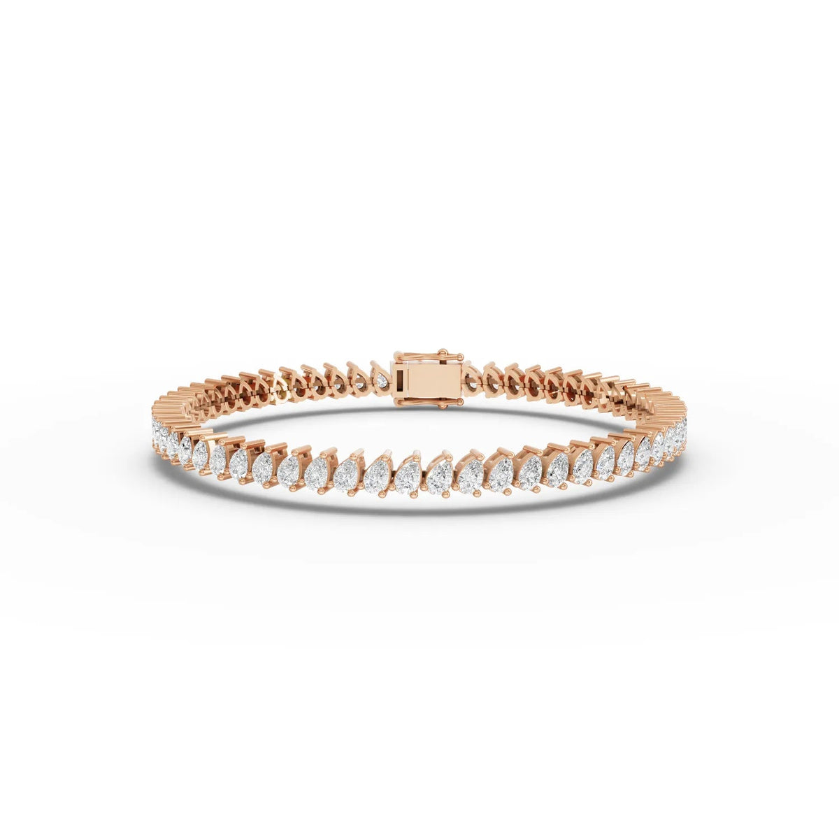 5.46 CT pear lab-grown diamond tennis bracelet rose gold top