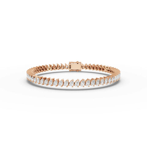 5.46 CT pear lab-grown diamond tennis bracelet rose gold top