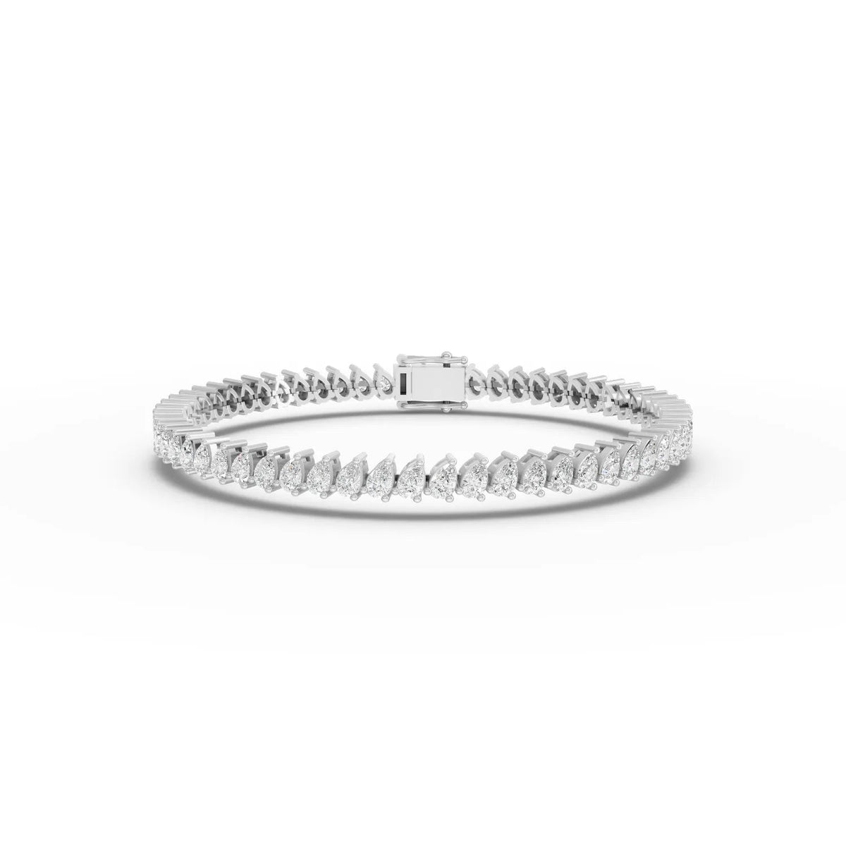 5.46 ct pear-shaped lab grown diamond tennis bracelet with linked setting and continuous diamond row
