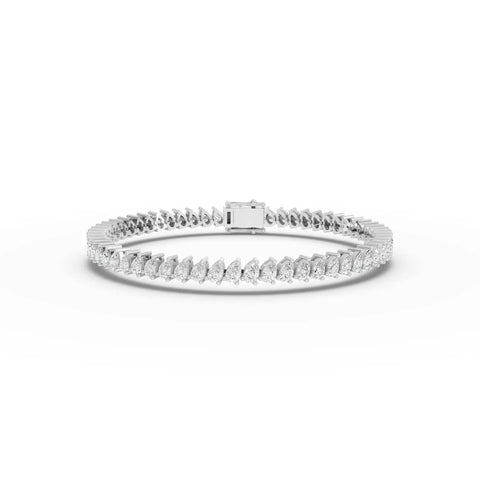 5.46 ct pear-shaped lab grown diamond tennis bracelet with linked setting and continuous diamond row