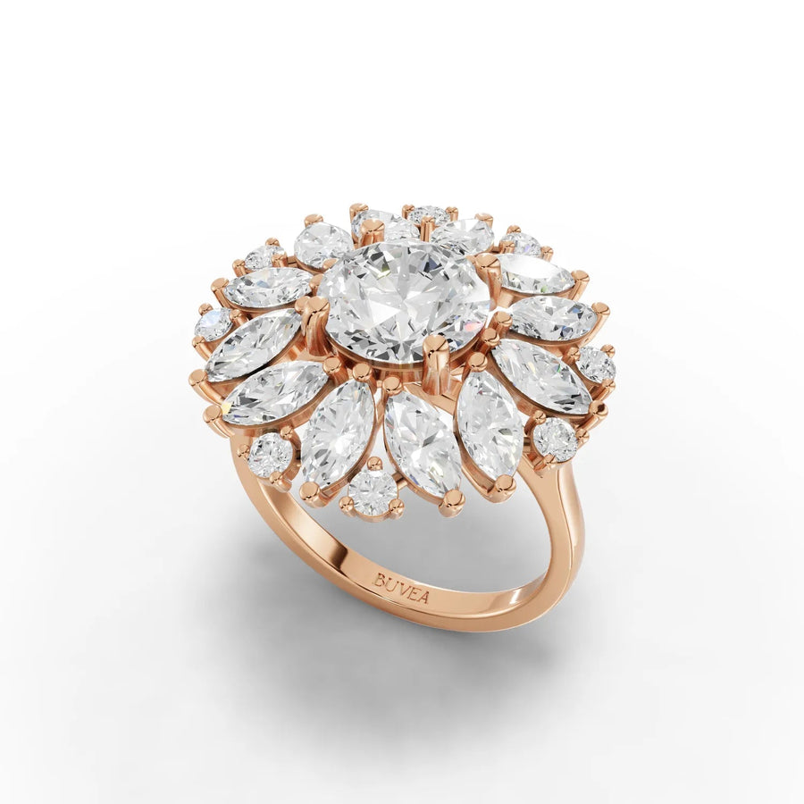 5.36 CT cluster diamond ring rose gold angle