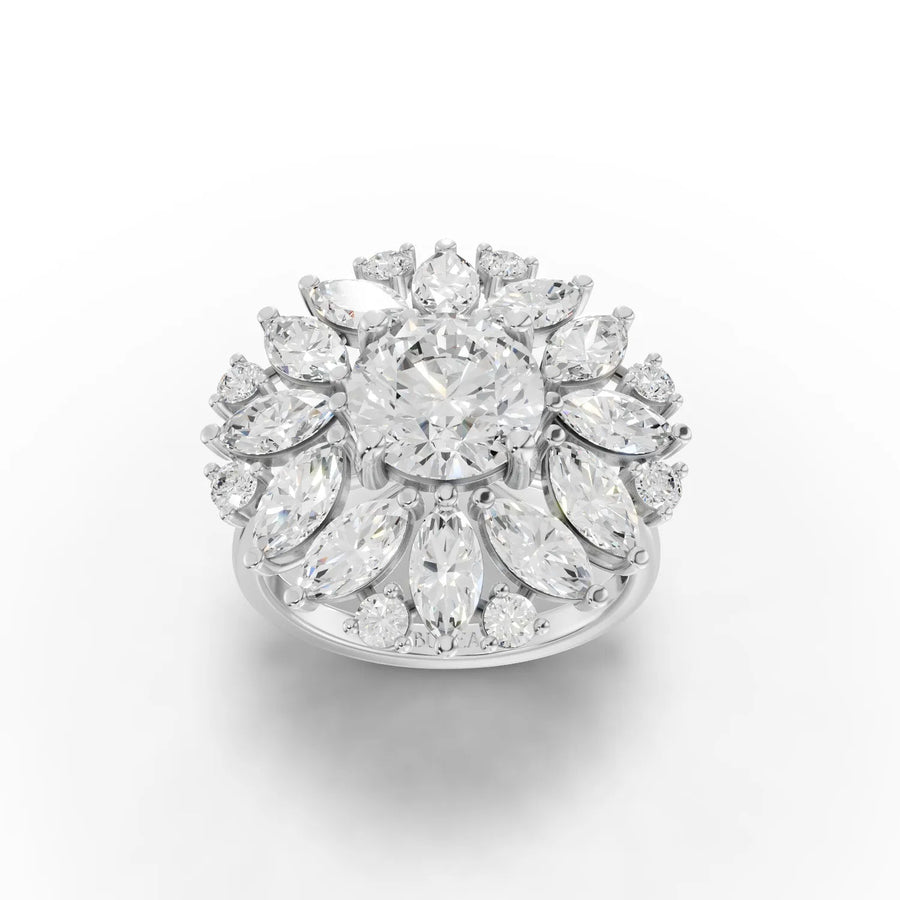 Marquise cluster lab-grown diamond ring white gold top view