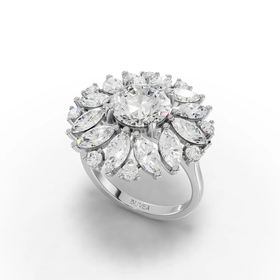 5.36 CT cluster diamond ring white gold angle view