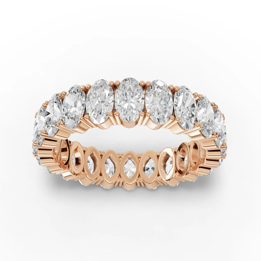 5.50 CT oval lab-grown diamond eternity band rose gold top view
