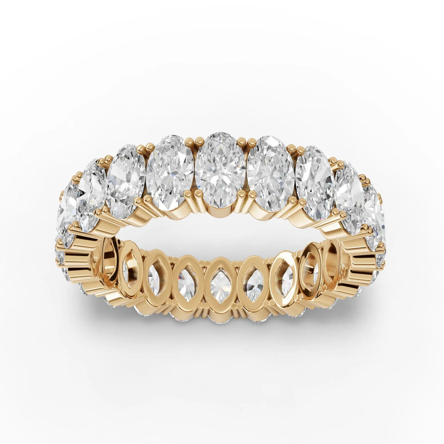 5.50 CT oval lab-grown diamond eternity band yellow gold top view