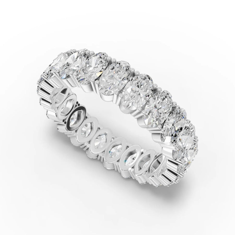 Oval eternity band white gold angle
