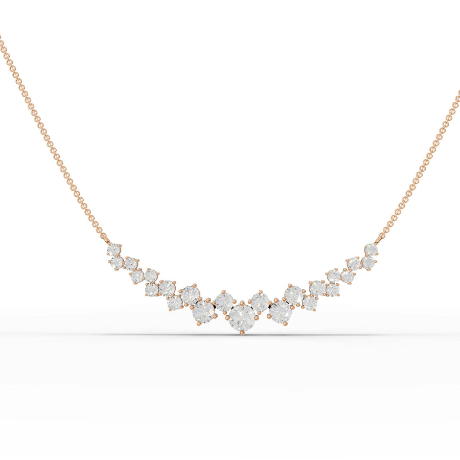 Rose gold graduated V diamond necklace