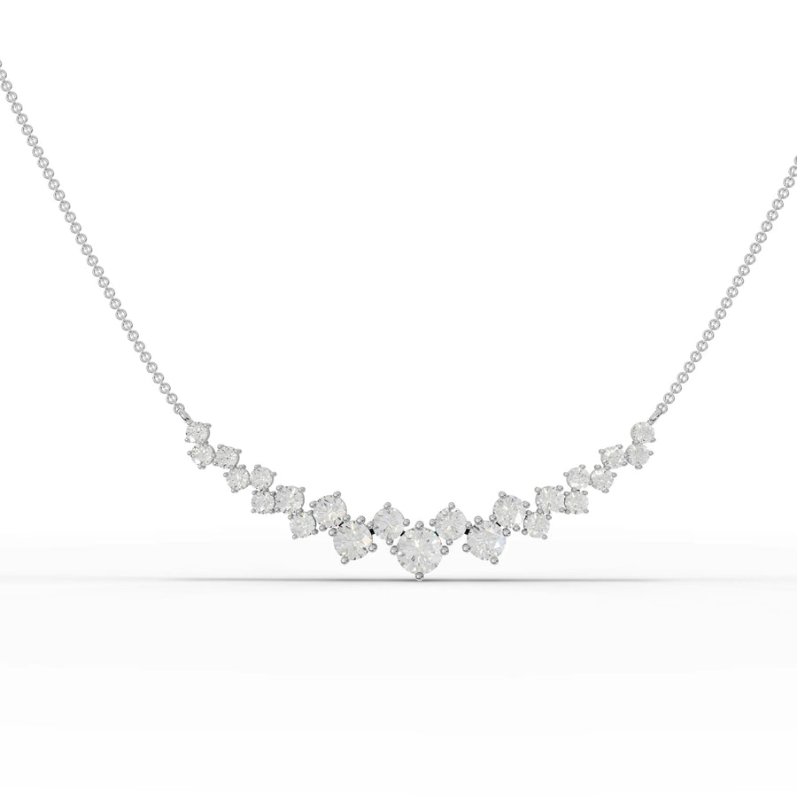 4.78 CT V-shape lab grown diamond necklace in 18k gold with graduated round diamonds and micro prong setting