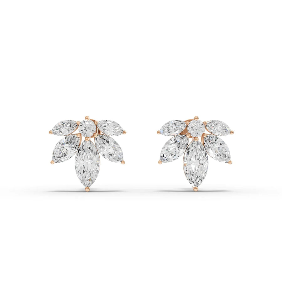 Rose gold floral motif earrings