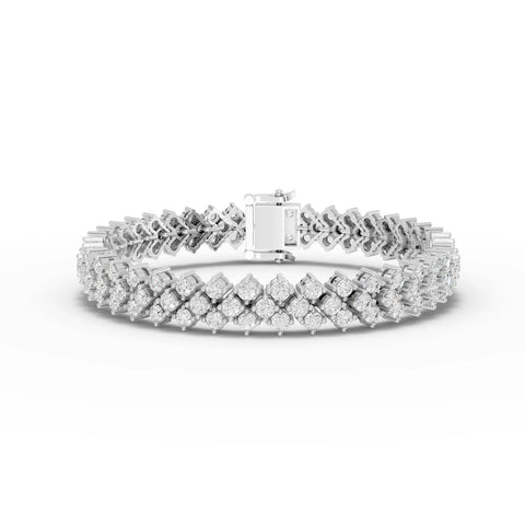 6.00 CT round lab grown diamond tennis bracelet with double-row lattice design and polished clasp