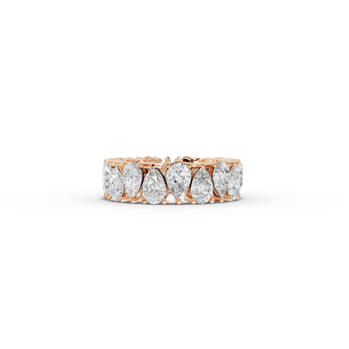 6.39 CT Pear Lab Grown Diamond Full Eternity Band Ring in rose gold