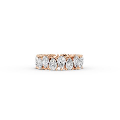 6.39 CT Pear Lab Grown Diamond Full Eternity Band Ring in rose gold