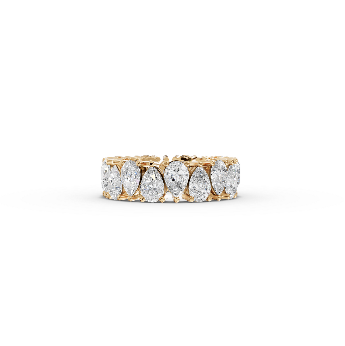 6.39 CT Pear Lab Grown Diamond Full Eternity Band Ring in yellow gold