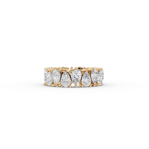 6.39 CT Pear Lab Grown Diamond Full Eternity Band Ring in yellow gold