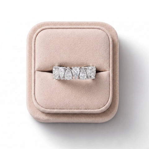 6.39 CT Pear Lab Grown Diamond Full Eternity Band Ring, on a white background
