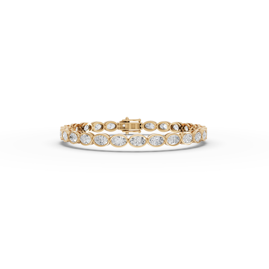 6.81 CT Oval Bezel-Set Lab Grown Diamond Tennis Bracelet in yellow gold