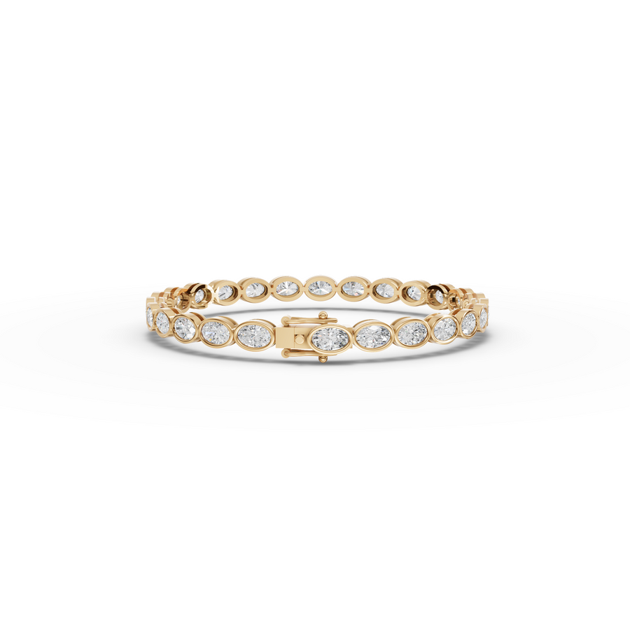 6.81 CT Oval Bezel-Set Lab Grown Diamond Tennis Bracelet, view 4