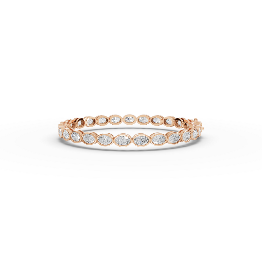 6.81 CT Oval Bezel-Set Lab Grown Diamond Tennis Bracelet, view 5