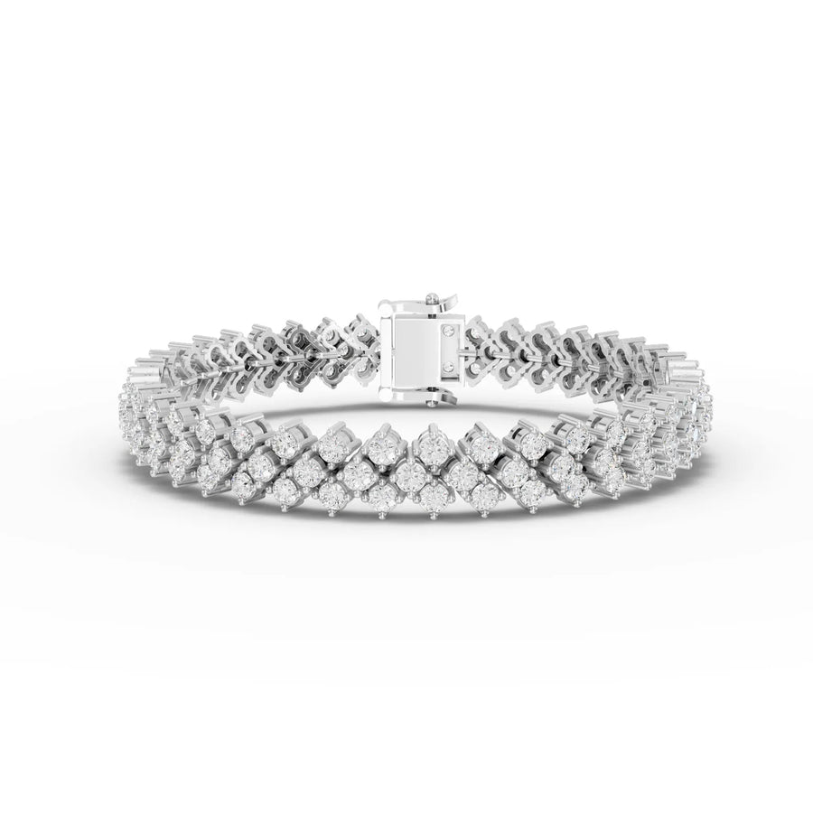 6.00 CT round lab grown diamond tennis bracelet with double-row lattice design and polished clasp