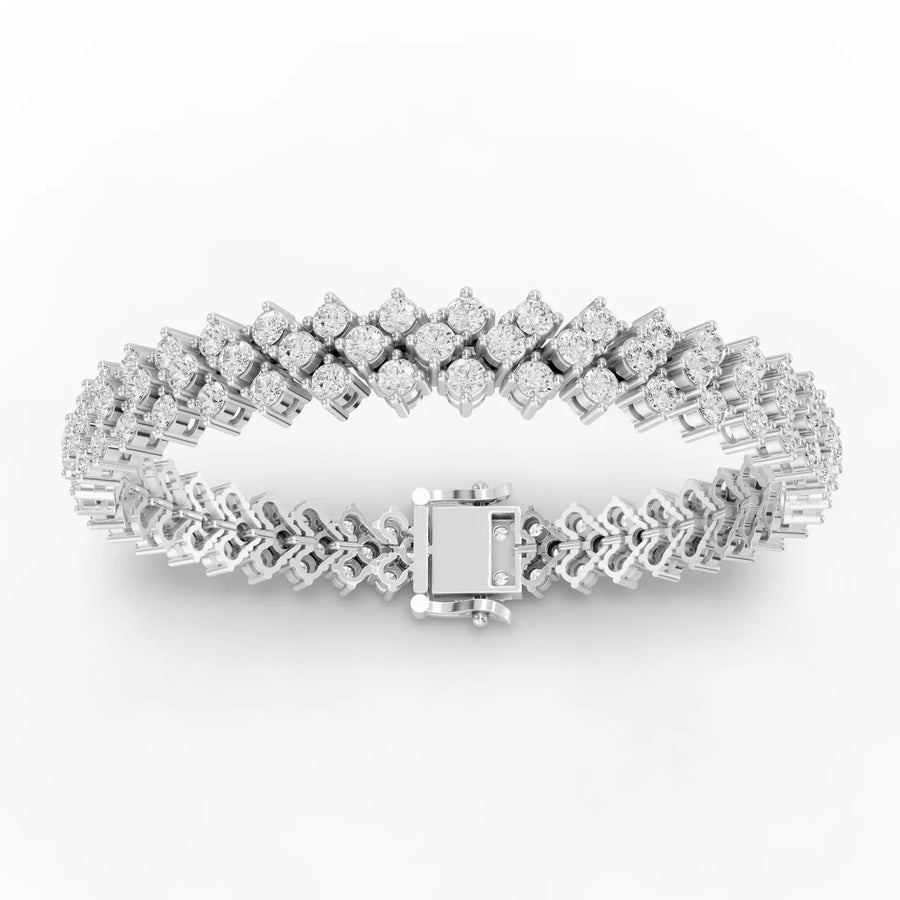 Lab-grown diamond double row bracelet white gold close-up