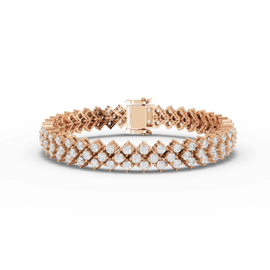 Lab-grown diamond double row bracelet rose gold close-up