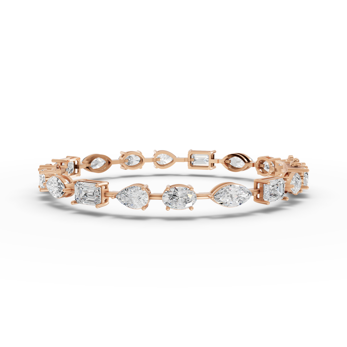 7.69 CT Multi Shape Lab Grown Diamond Tennis Bracelet, view 5