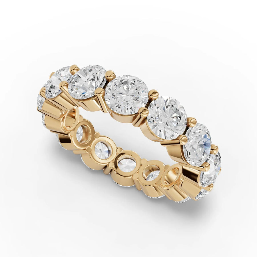 Round eternity band yellow gold angle