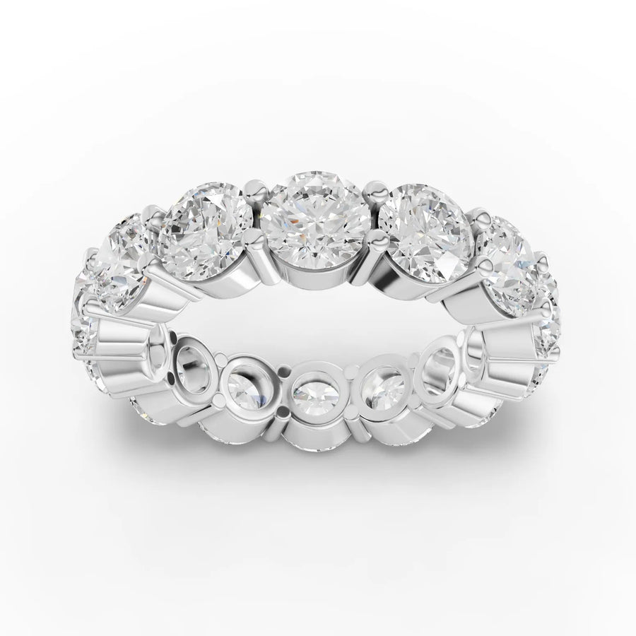 6.55 Ct round lab grown diamond full eternity ring in baskets setting with continuous brilliant-cut diamonds